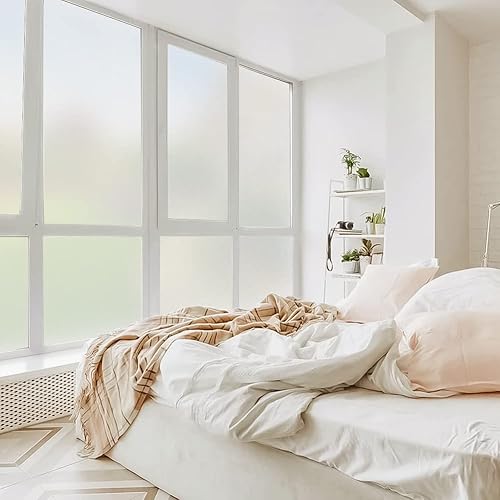 Miniatura 34 de DIFIT Película de privacidad de vidrio esmerilado, adhesivo estático para ventana, vinilo opaco con bloqueo UV para puerta de vidrio, baño, oficina