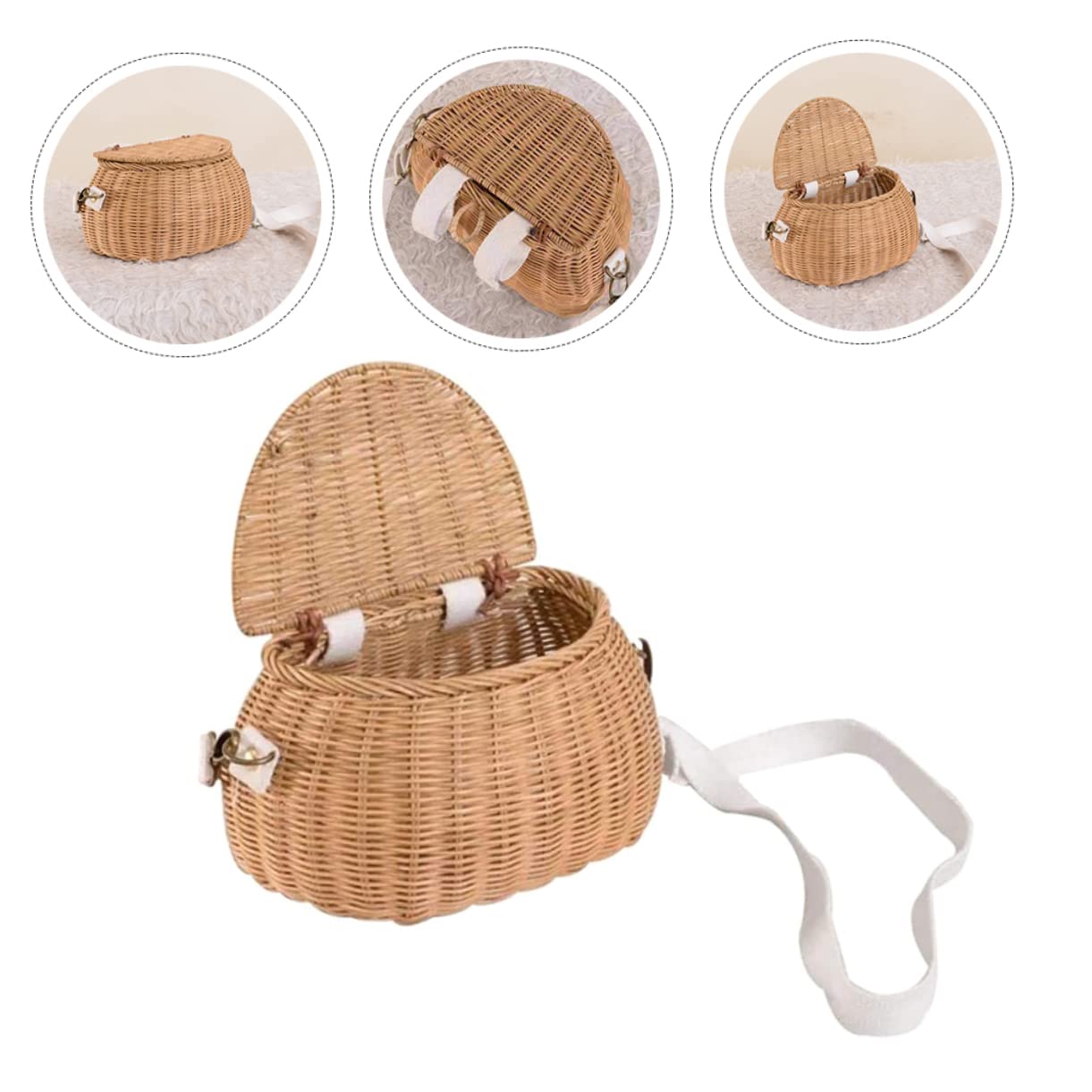 Beavorty 2 Piezas Bolso De Mimbre De Ratán Monederos para Mujer Bolso De Mano De Bolso Bandolera De Ratán Bolsa De para Mujer Bolso De Hombro De Mimbre Playa Balde Rota Viajar