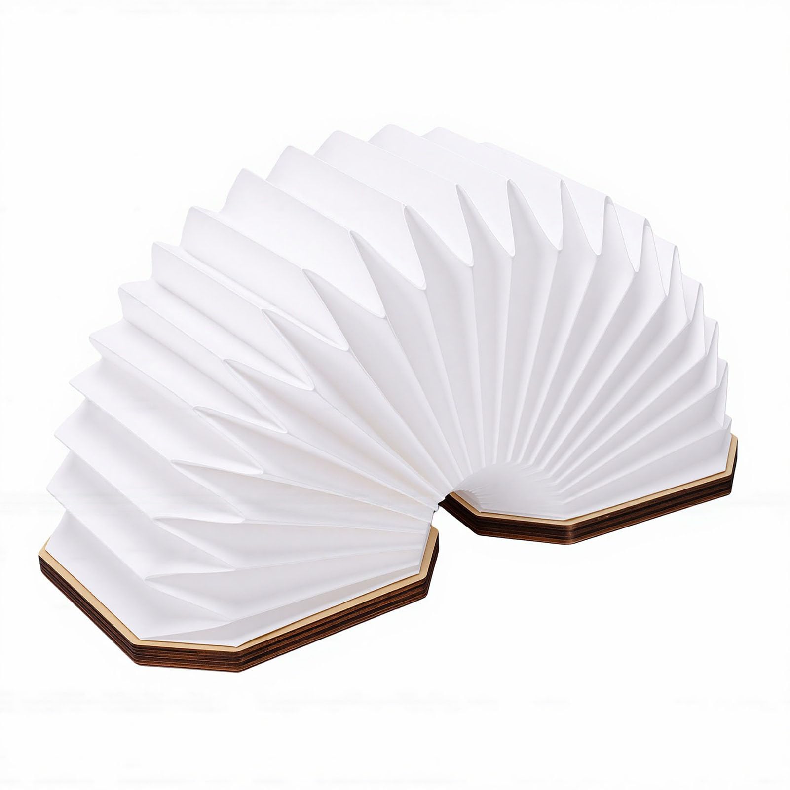 Bewinner Lámpara de Libro de Madera 2,5 W USB Recargable 2 Colores Lámpara de Acordeón Plegable para Decoración de Escritorio, Luz Ambiental Blanca Cálida 3000 K-3500 K, Luz de Lectura Plegable
