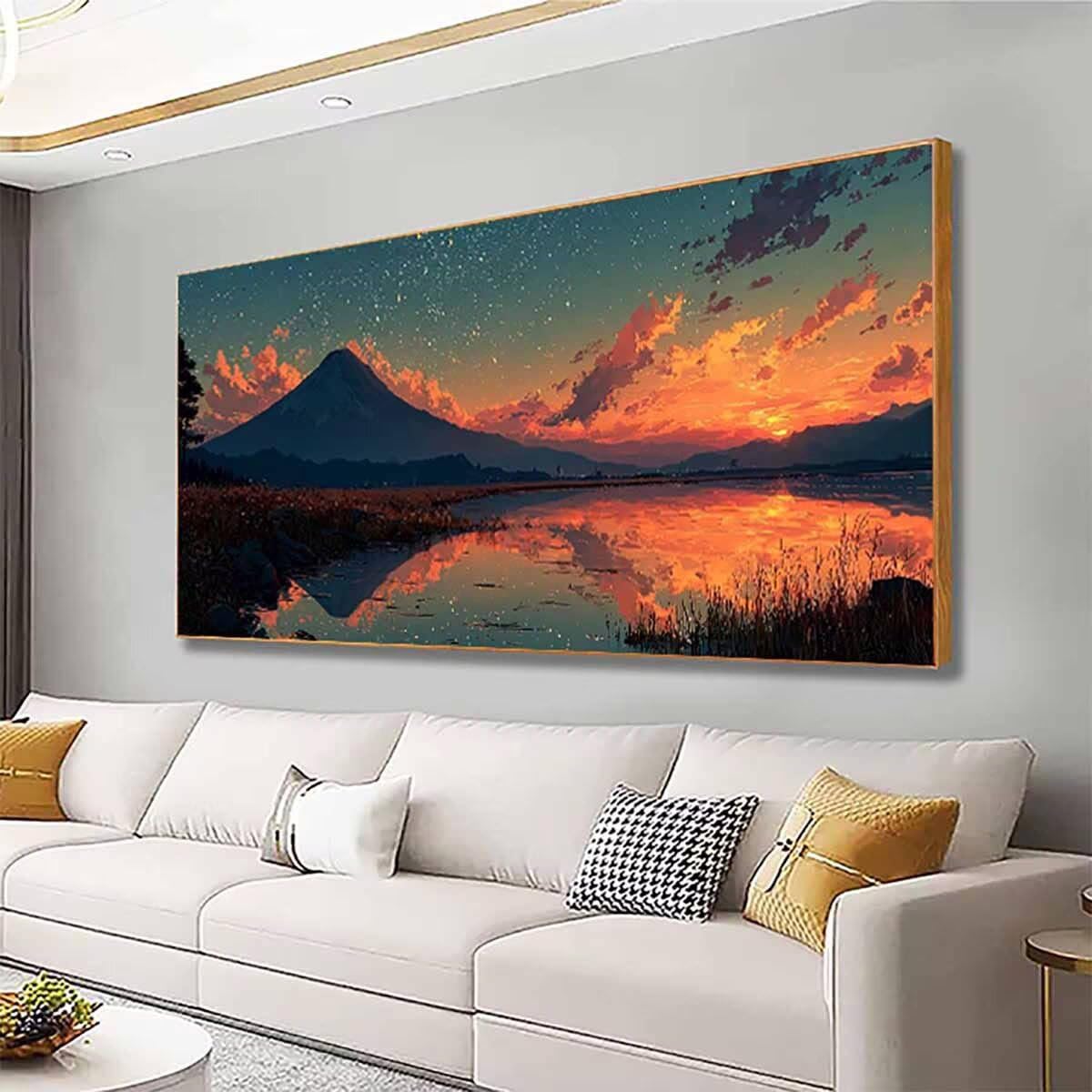 Mount Fuji diamentowe zestawy artystyczne dla dorosłych, malarstwo diamentowe, gwiaździste niebo, kryształowe zestawy artystyczne, dla dorosłych, dzieci, DIY, 5D, okrągłe, pełne wiercenie, klejnot