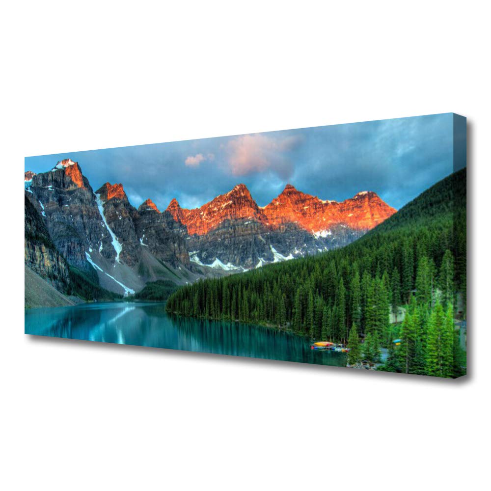 Toile imprimée tableau décoration déco mural moderne design montagne forêt lac 125x50