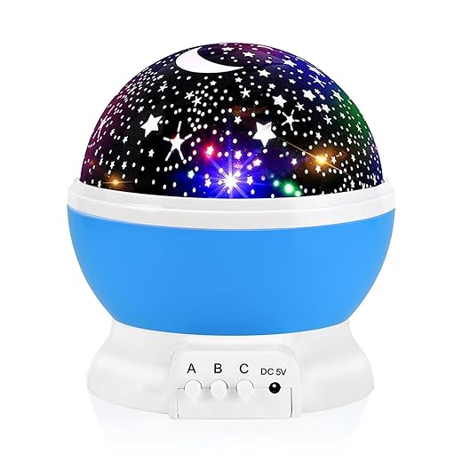 Fortally Kids Star Night Light, Nebula Star Projector 360 Degree Rotation - 4 LED Bulbs 12 Light Color Changing with USB Cable, Romantic Gifts for Men Women Children