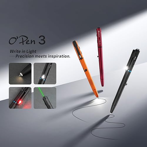 Miniatura 7 de OLIGHT O'Pen 3 EDC - Lámpara para bolígrafo, 120 lúmenes con haz verde, rojo y blanco, linterna LED recargable USB-C para oficina, escritura,