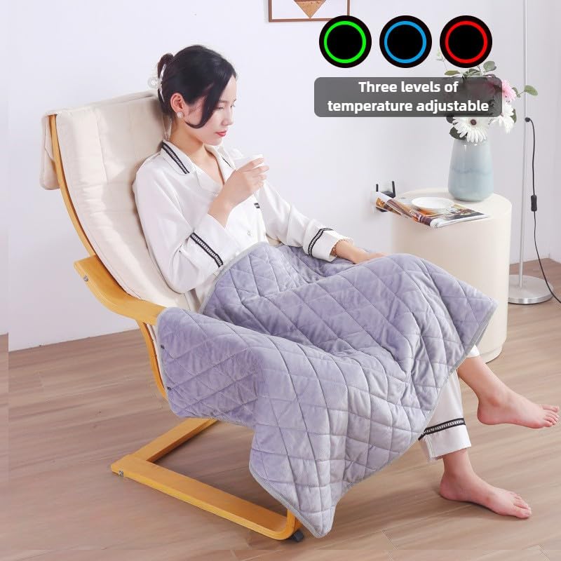 Coperta elettrica riscaldante portatile USB a 3 velocità, scaldaletto alimentato a scialle, for casa e ufficio(Brown,100X140CM zipper)