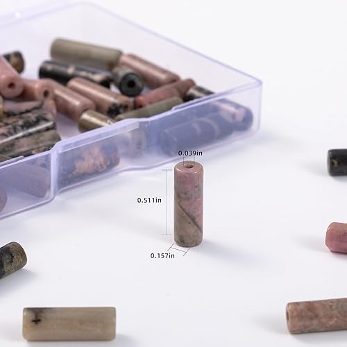 Miniatura 3 de Cuentas de tubo cilíndrico de rodocrosita natural, 0.157x0.512 in, 15.0 instr sueltas semi piedras preciosas para hacer pulseras, collares, aretes