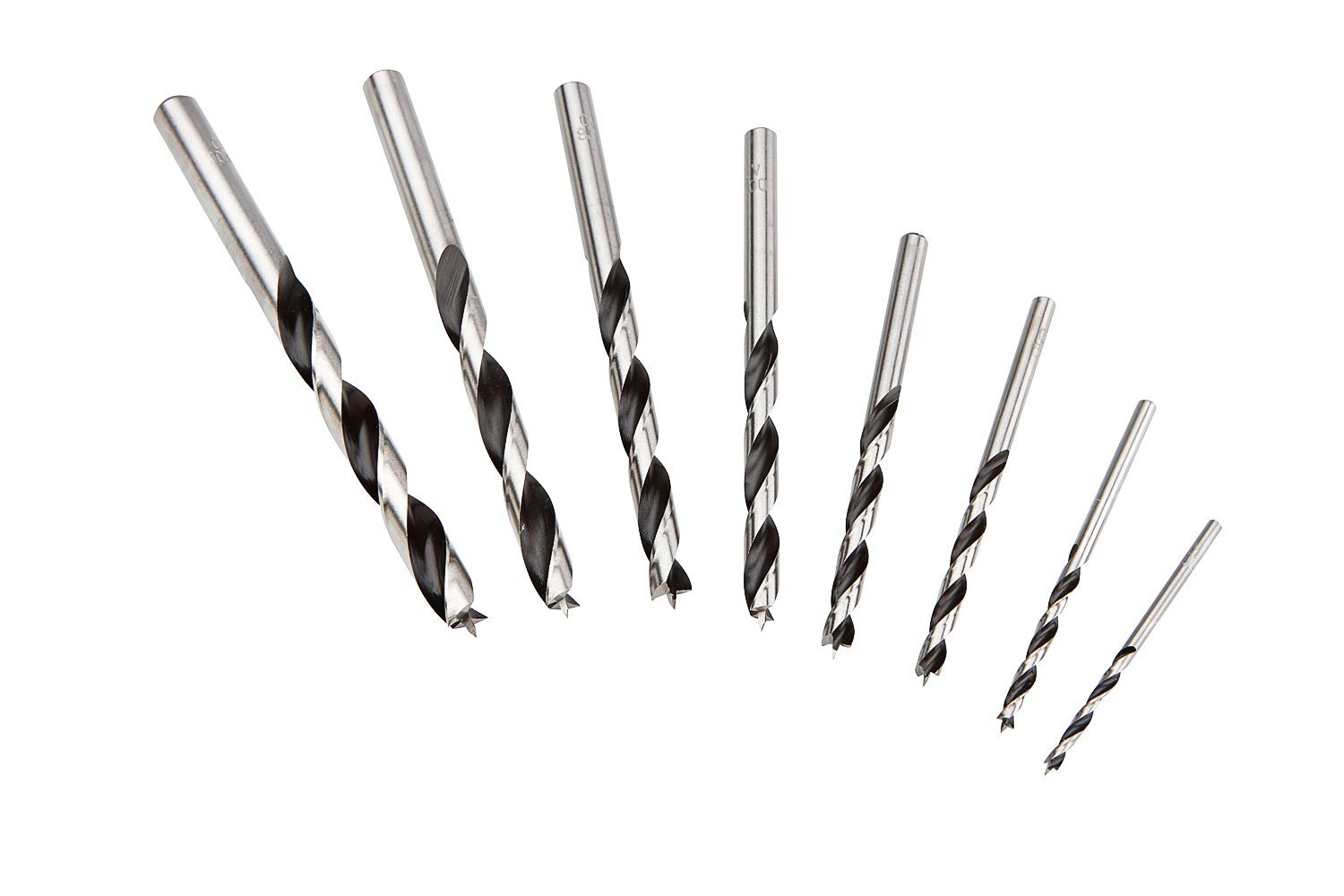 Fisch Set di punte per trapano Brad Point, 8 pezzi, in cromo vanadio per legno, misure da 3 mm a 10 mm, FSF-134893