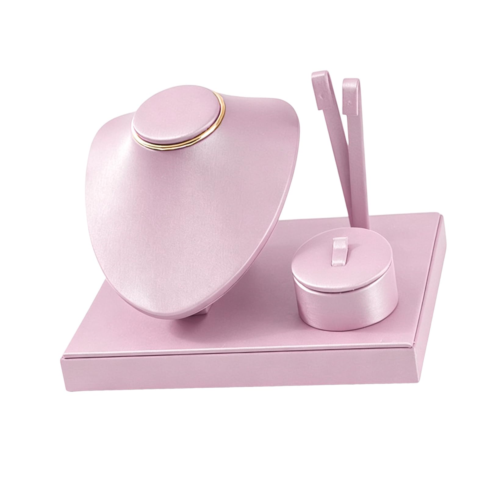 Jewelry Holder Stand Set for Necklaces and Earrings, Tabletop Display Organizer with Bust and Round Tray for Counters Jewelry Holder Stand Necklace Organizer Earring Display Tray Vanity Counter Top