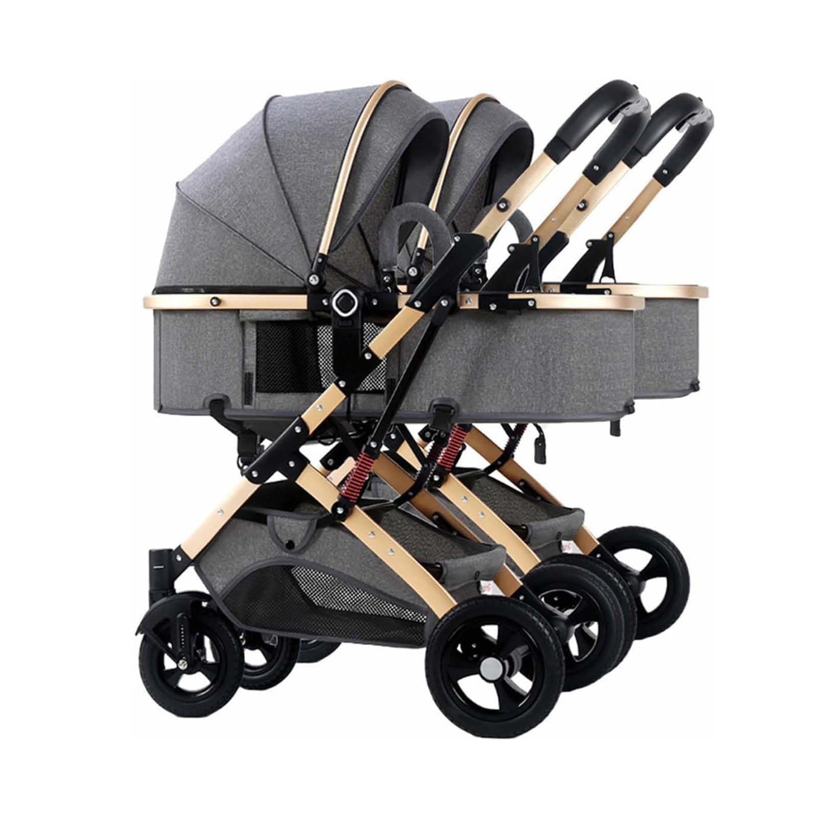 Dream On Me Track Tandem Double Umbrella Stroller In Light Grey