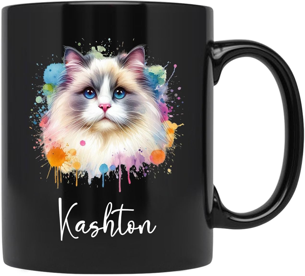 Ragdoll Coffee Mug, Customized Ragdoll Watercolor Cup With Name, Custom Ragdoll Cat Cup, Personalized Ragdoll Lover Graduation Mug, Ragdoll Lover Gift, Cat Owner Ceramic Mug, Black Cup 11oz 15oz