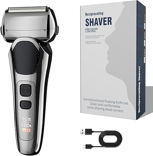 Maquinilla de afeitar eléctrica para hombres con recortadora emergente, afeitadora de lámina mejorada con 3 cuchillas flotantes IPX7, impermeable,