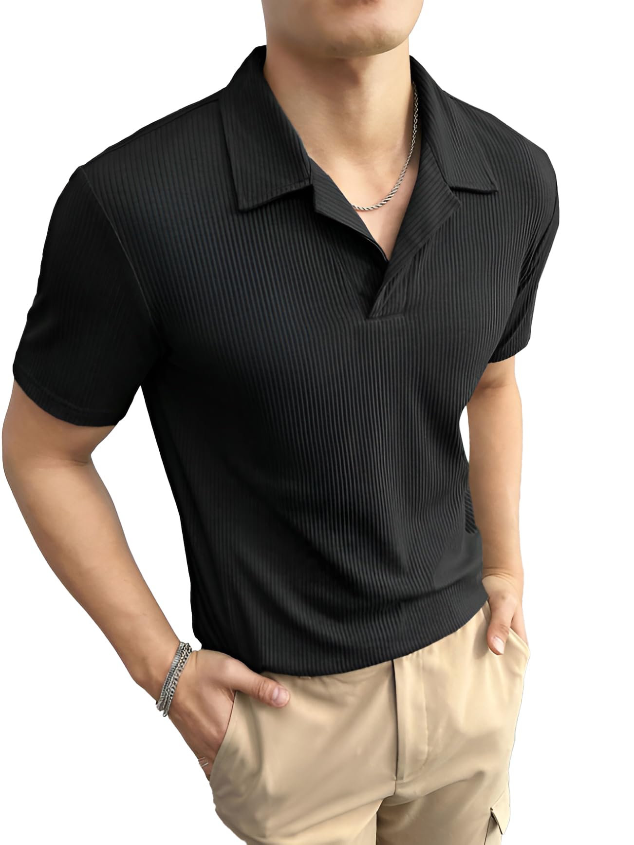 madfrog Men Solid Polo Neck Half Sleeve Polyester Blend Regular & Comfort Fit T-Shirt for Men's-picture-51