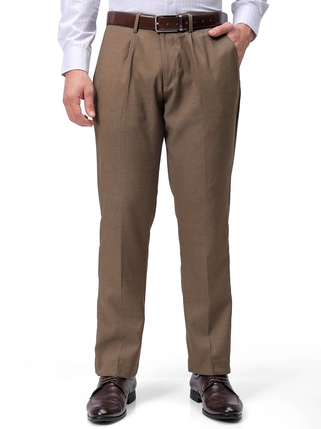 the indian garage co Men Regular Fit Self Design Mid-Rise Stretchable Formal Trousers-picture-38