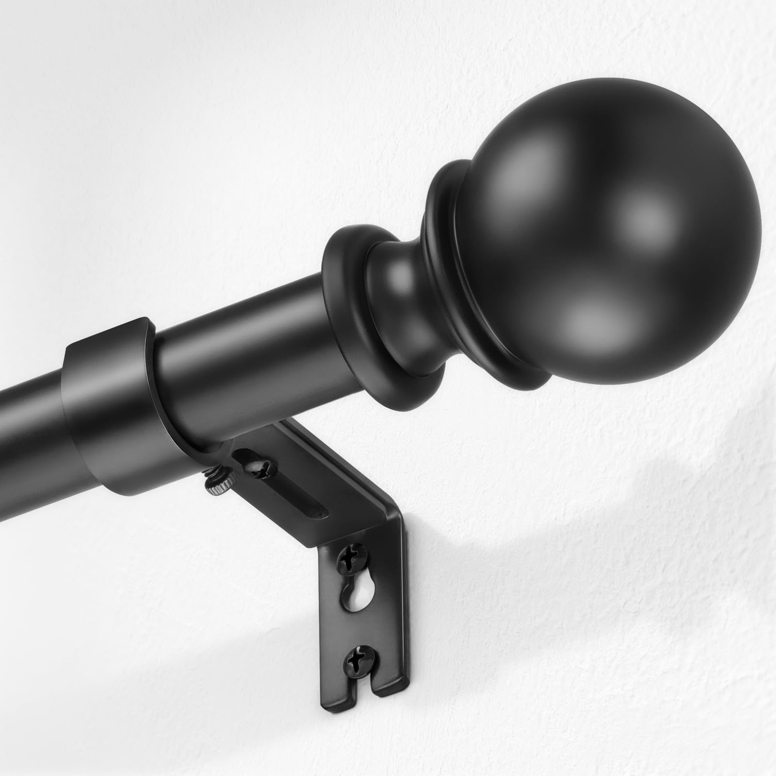 Tringle à rideaux à œillets extensible Noir 25 mm 80-305 cm | Tringles à rideaux robustes, charge de 15 kg, tringle à rideaux intérieur/extérieur, support mural/plafond, supports inclus