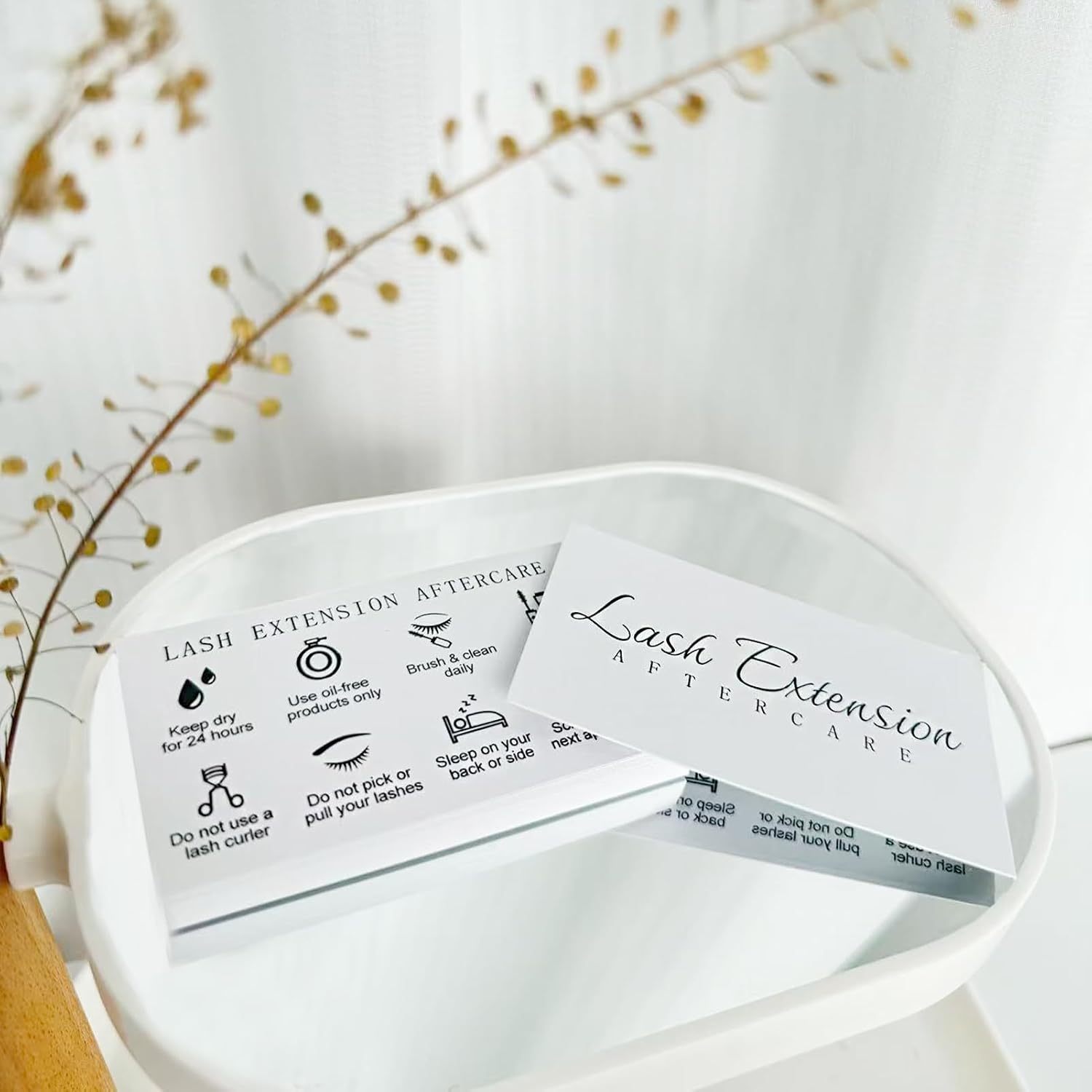 100 Pack Lash Aftercare Extension Care Cards Lash Extension Aftercare Instructions Cards 3.5 x 2.1 Inch Lash Lift and Tint Aftercare Card for Lash Tech Essentials Lash Tech Supplies Lash Aftercare Kit