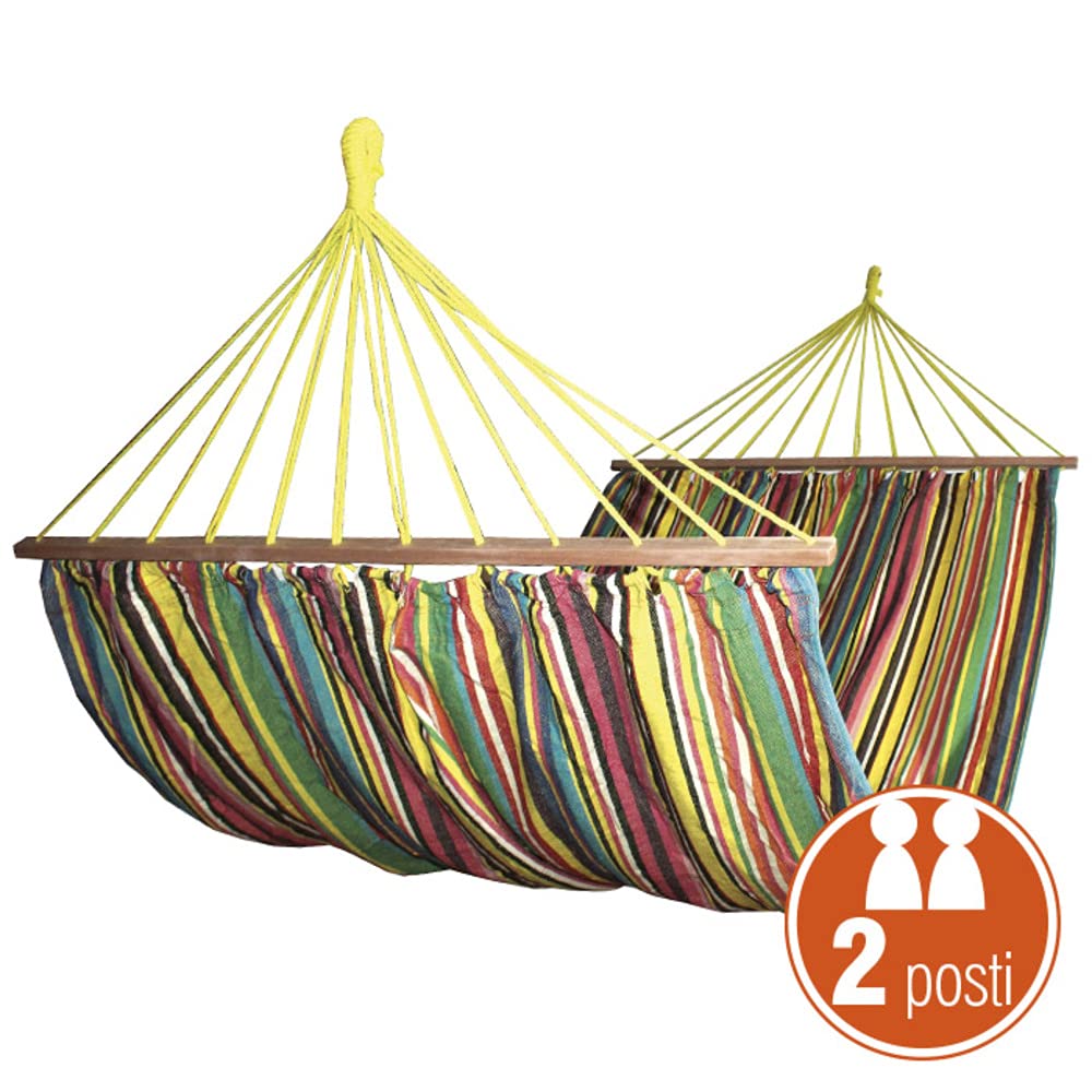 VERDELOOK | Amaca Doppia in Polycotton da Giardino, 220x160 cm, Colori Multipli, per 2 Persone, Senza Struttura