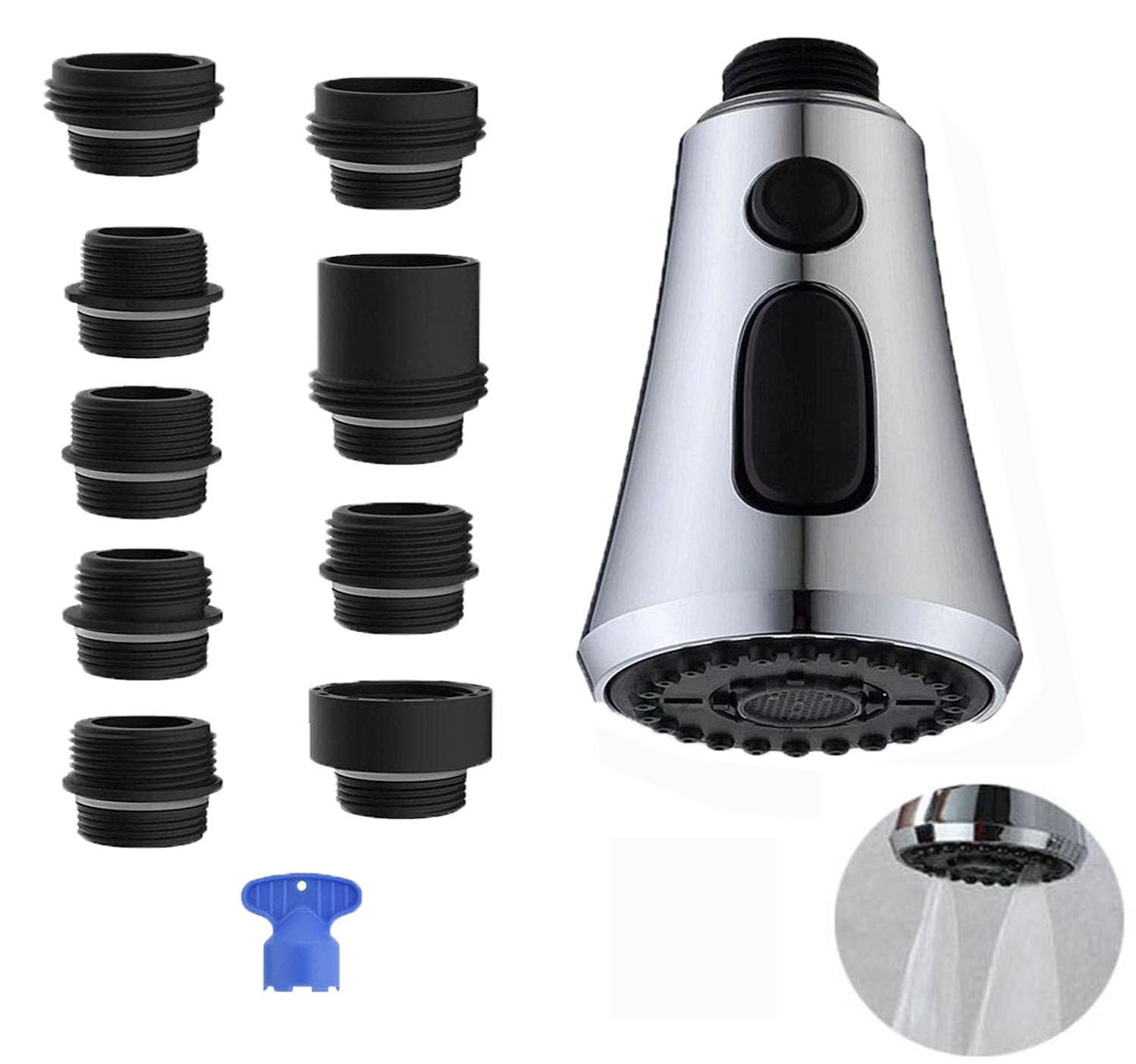 Wxinsheng Kitchen Tap Spray Head, 360° Swivel Spout,Tap Faucet Attachment Spray With 3 Modes, Replacement Tap Bubbler Head Aerator,Kitchen Spray Head For Pull Down Faucet,G1/2Inch