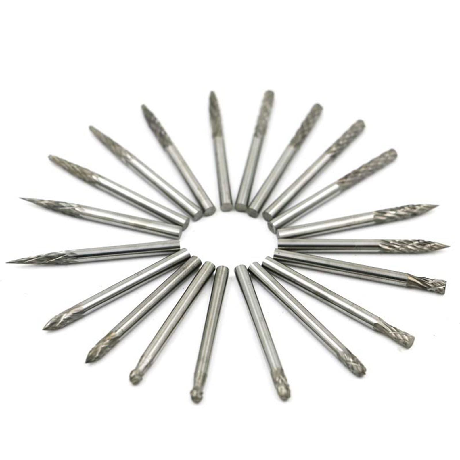 Juego de 20 cabezales de 3 mm con vástago giratorio de 1/8 pulgadas, prácticas brocas de fresado para grabado