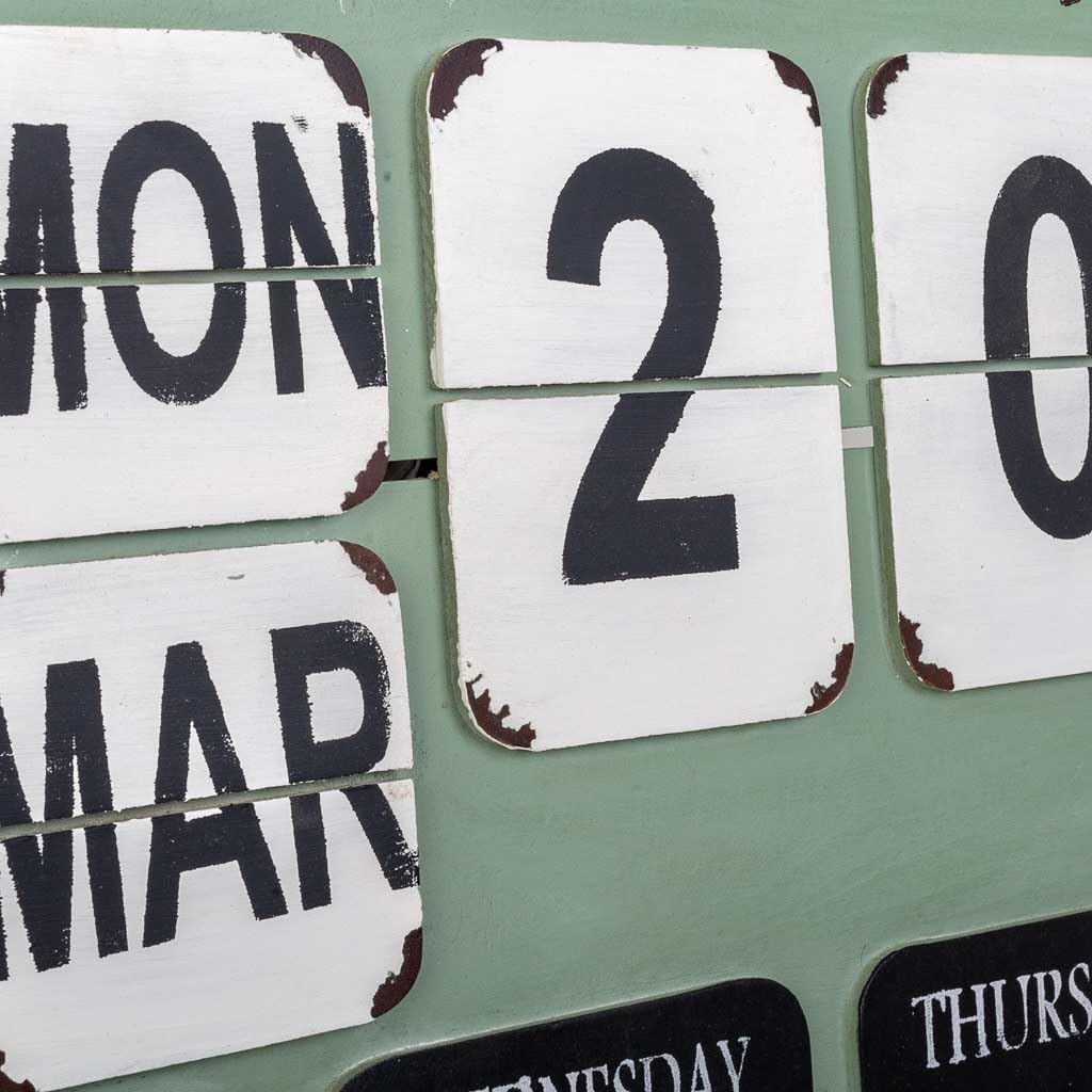 WANDERLUST DECO Tabla Calendario Verde 70x70x7