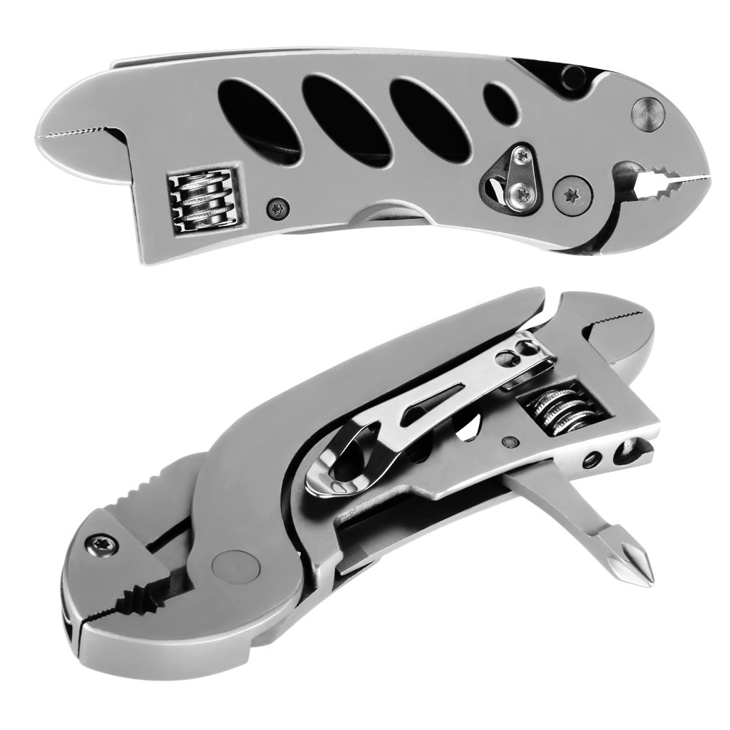 OUTU Multifonction outil clé couteau pince tournevis clé à molette - Outils de plein air avec étui en nylon