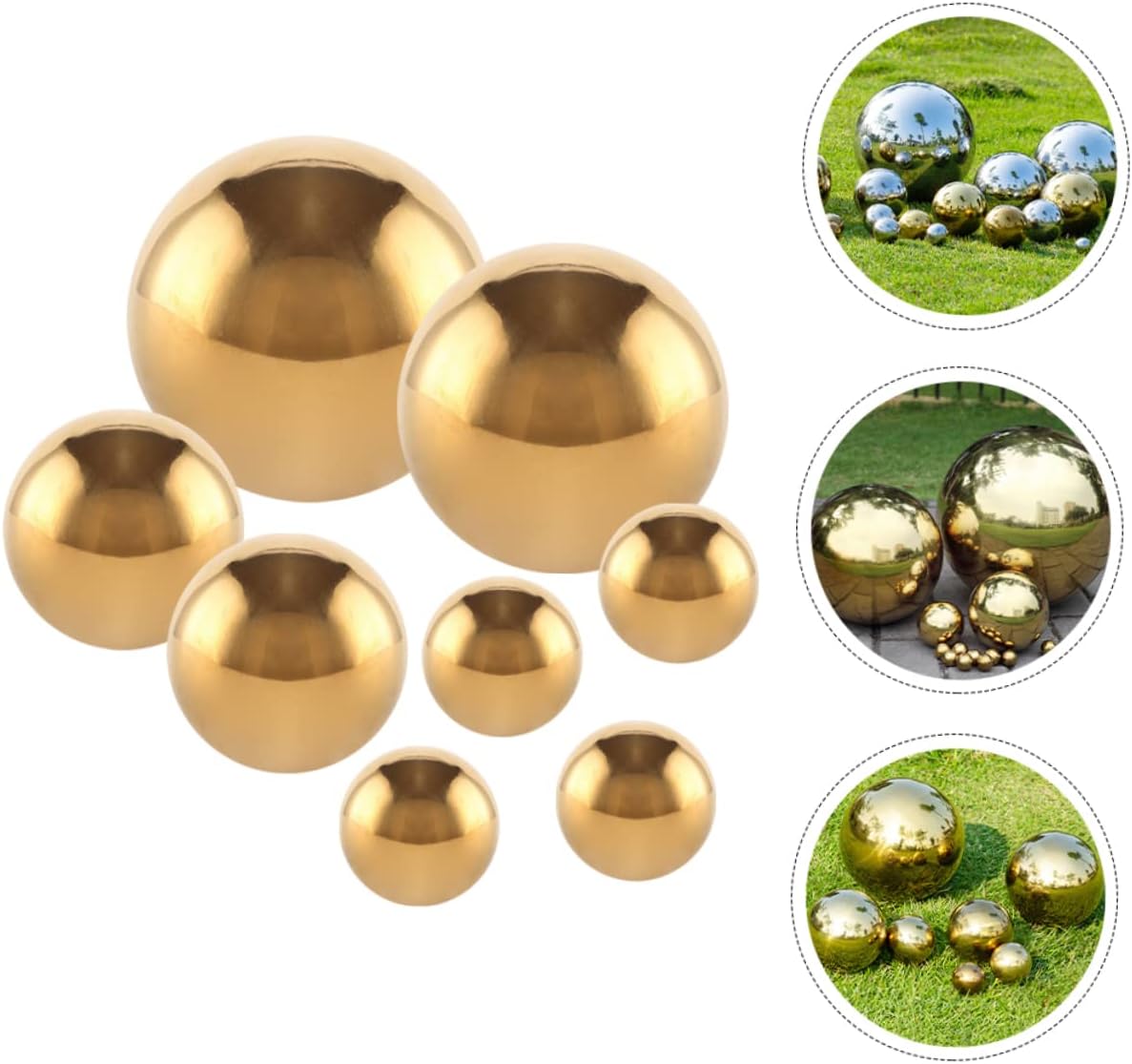 ibasenice 8pcs Outdoor Gazing Spheres Stainless Steel Mirror Spheres for Garden Ball Decor