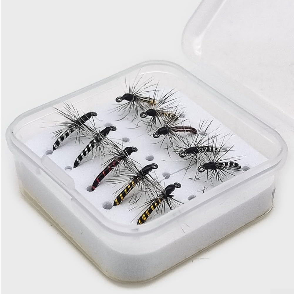 Vootnifig 10pcs Midge Flies for Trout Fishing, Biomimetic Chironomid Lures with Floating Action, Segmented Body Design, Hooks in Sizes #12 to #18(16#)