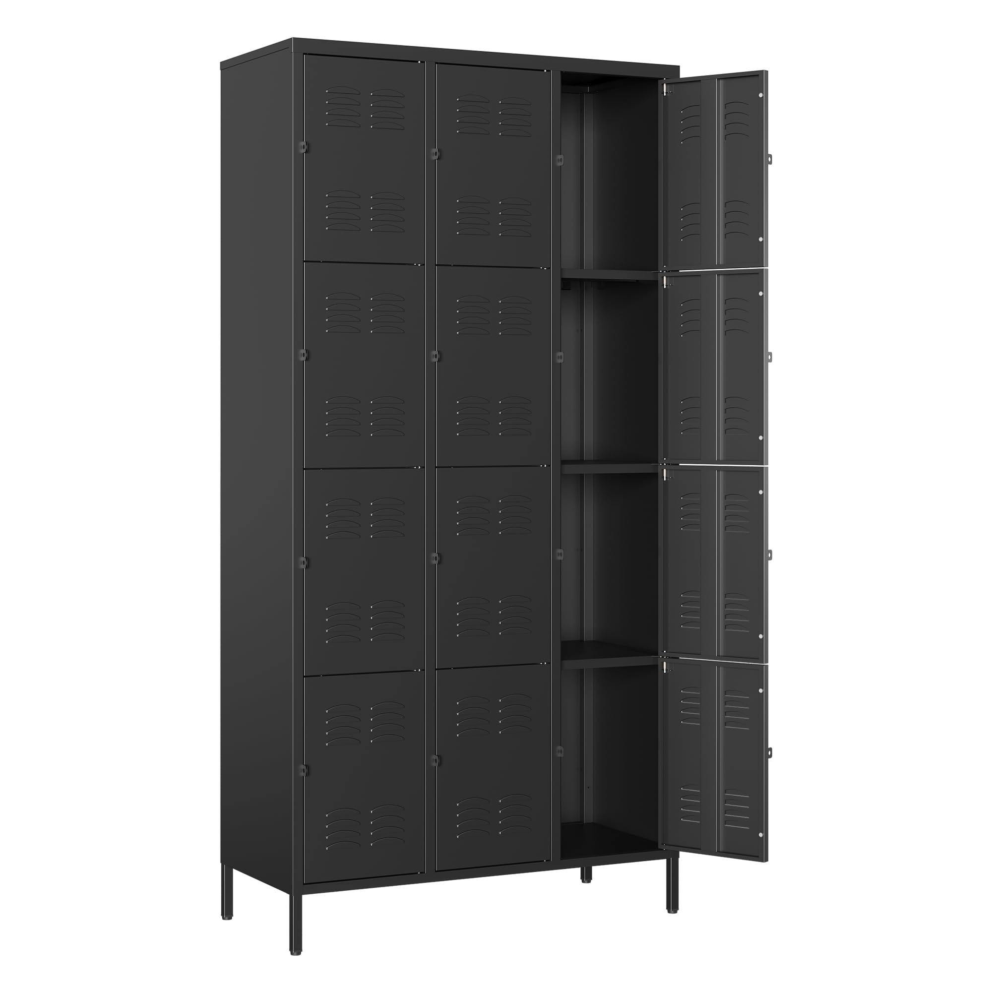 Metal Locker Storage Locker, 72" Lockable Lockers for Employees, Home, Office, School, Assemble Required (Black-12 Doors)