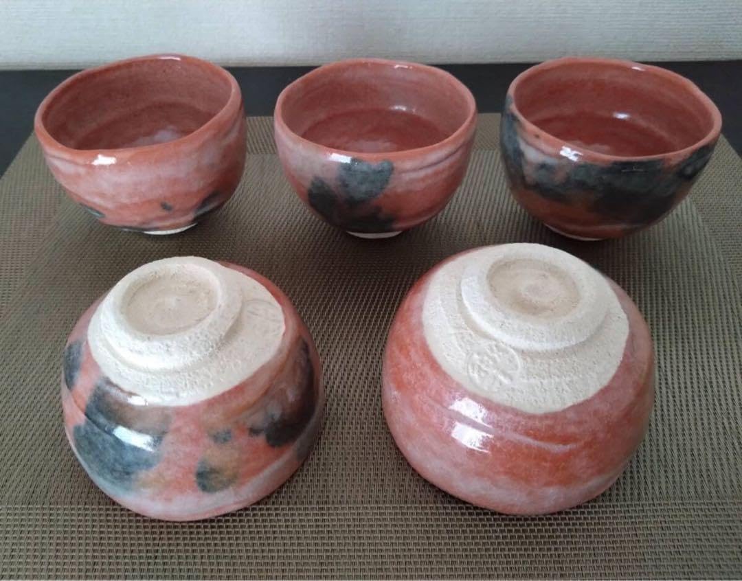 赤楽 楽焼 抹茶茶碗 5客セット 茶器 茶道具 赤楽 楽焼 抹茶茶碗 5客セット 茶器 茶道具 赤筒茶盌 赤楽