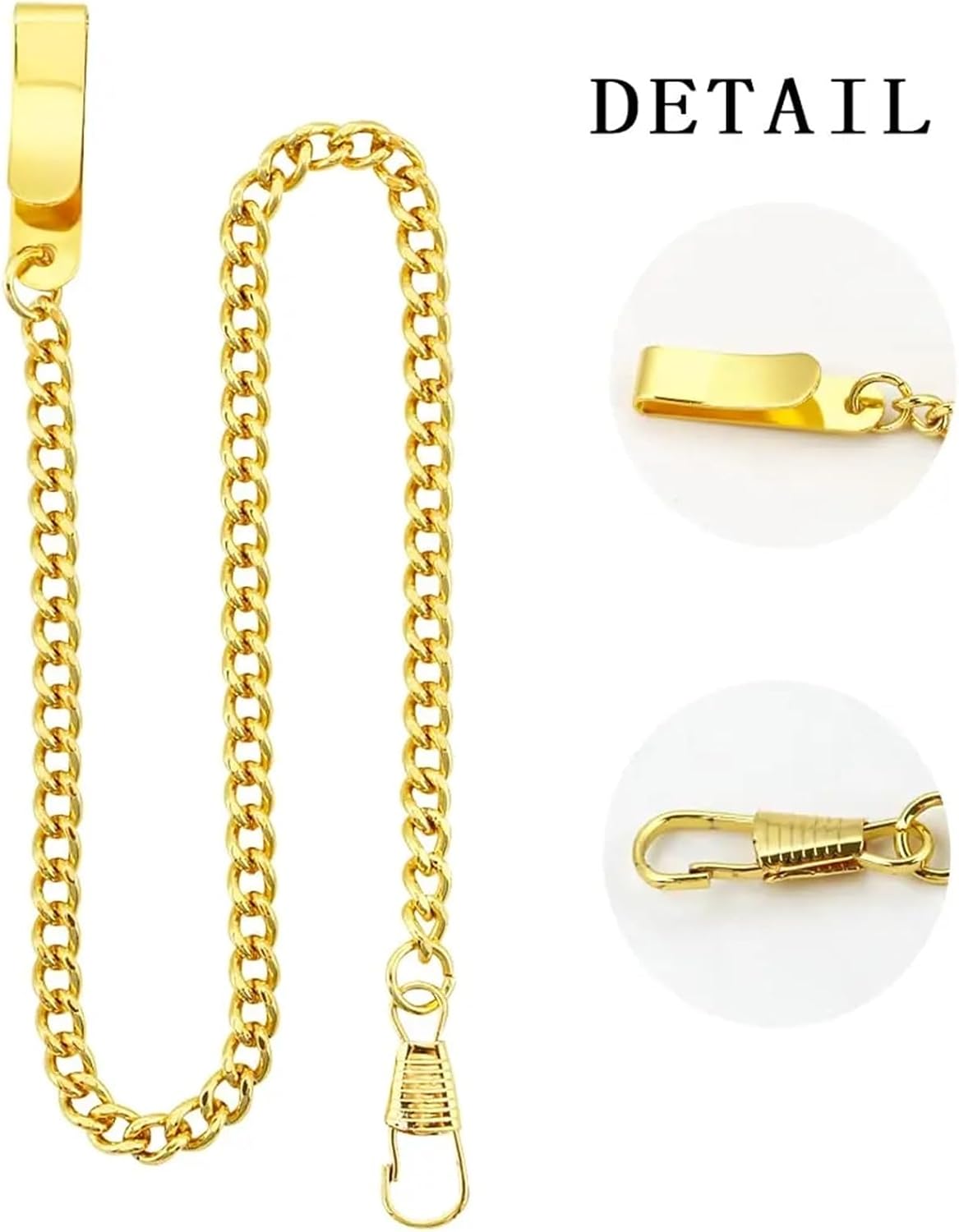 Pocket Watch Chain 5-Pack Twisted Thick Vintage Pocket Watch Chains, Alloy Metal with Clip for Vest(S021)