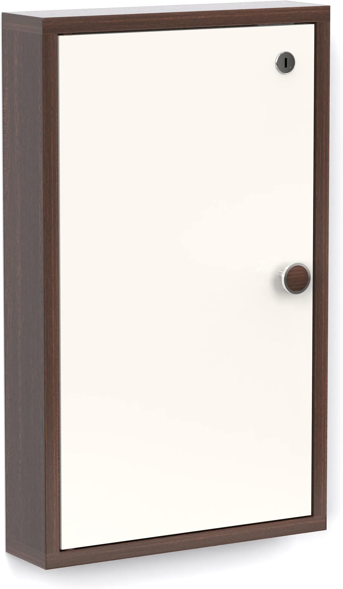 BLUEWUD Torene Engineered Wood Wall Mount Key Box Cabinet, Key Holder with Locker Upto 40 Keys for Living Room Home Furniture (Wenge & White)