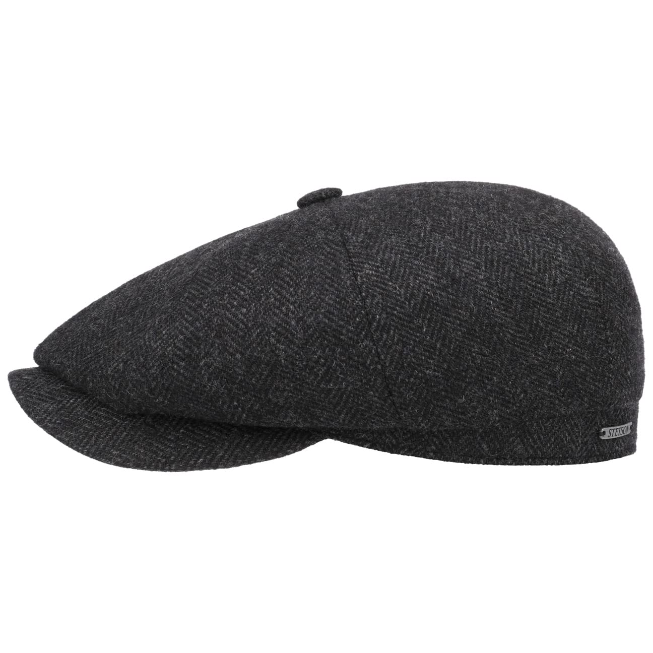 Stetson Hatteras Classic Ear Flaps Flatcap Schirmmütze Fischgrätmuster Wollcap Ohrenschutz Made in EU Herren Herbst Winter