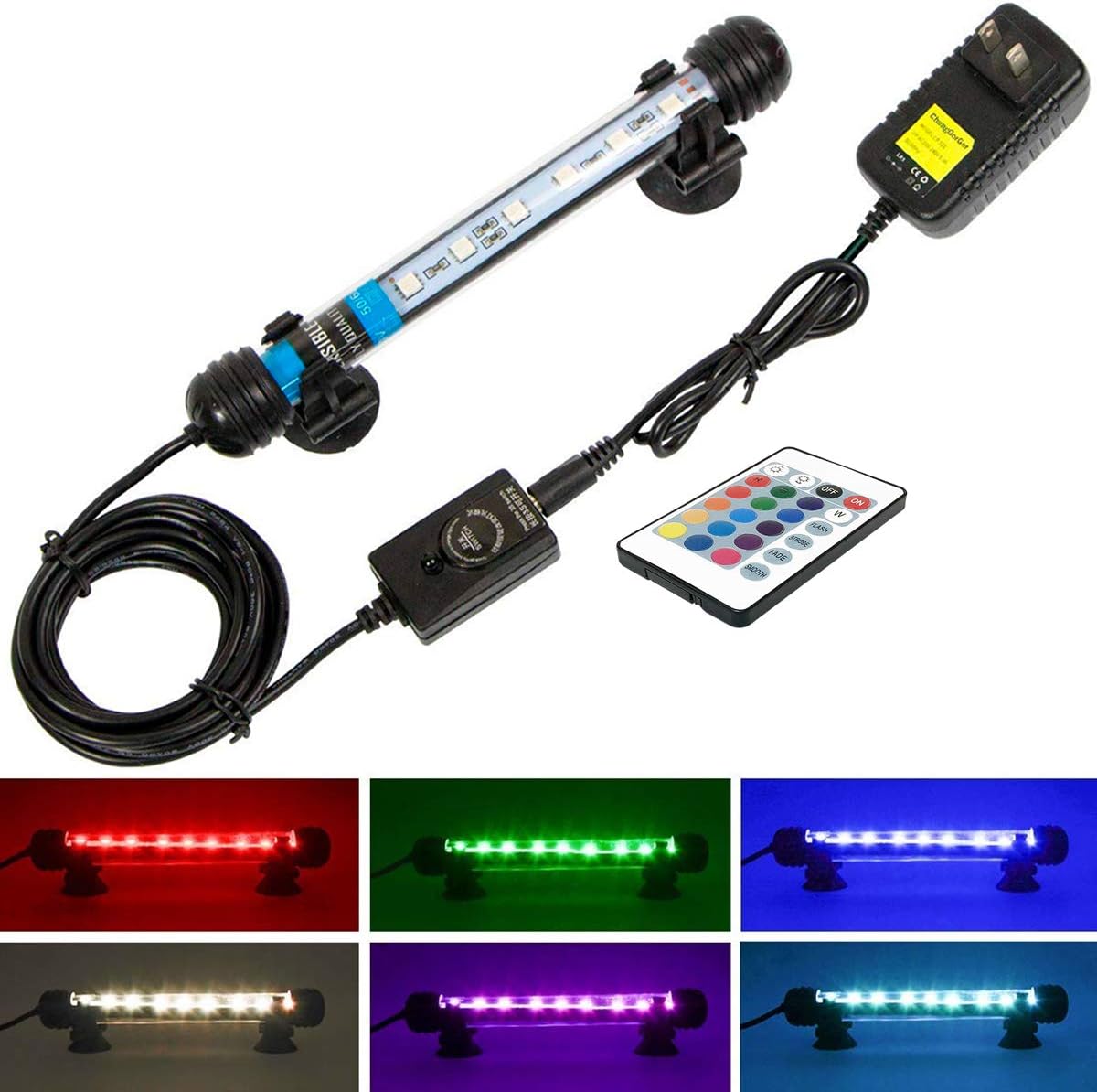 MingDak LED Aquarium Light for Fish Tanks,6 LEDs,7.5-Inch,RGB Color