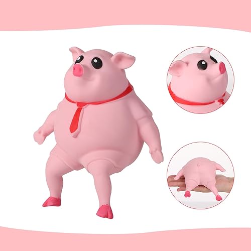 Miniatura 3 de Juguete de cerdo rosa para el estrés, lindo cerdo para apretar, juguete suave para apretar, cerdo para aliviar el estrés, para niños y adultos