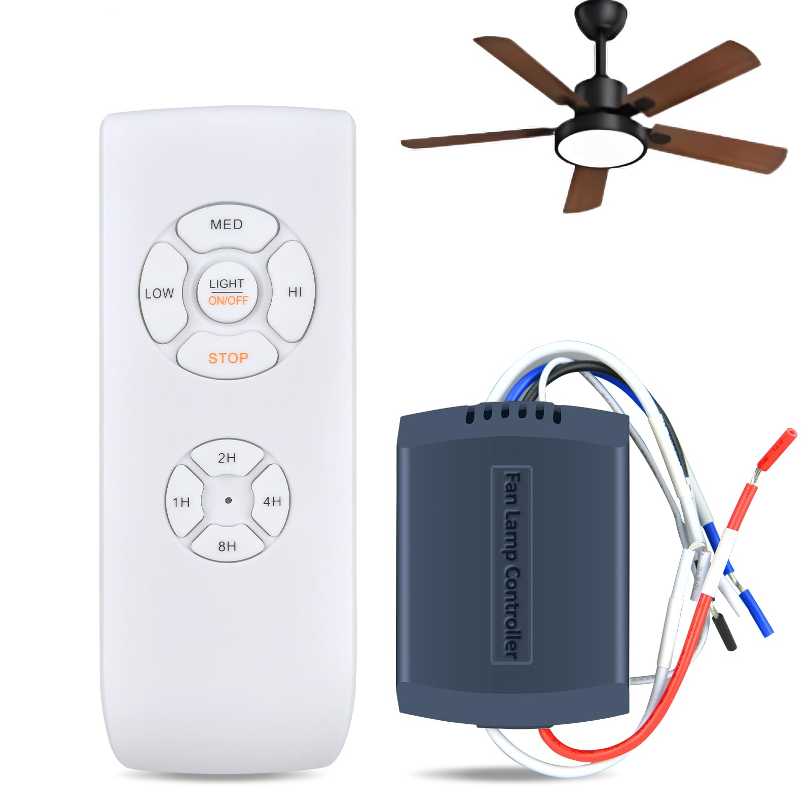 Nuevo - Set telecomando universale da soffitto 3 in 1 con 3 livelli di velocità e 4 timer, ricevitore e trasmettitore ventilatore per casa, ufficio, hotel