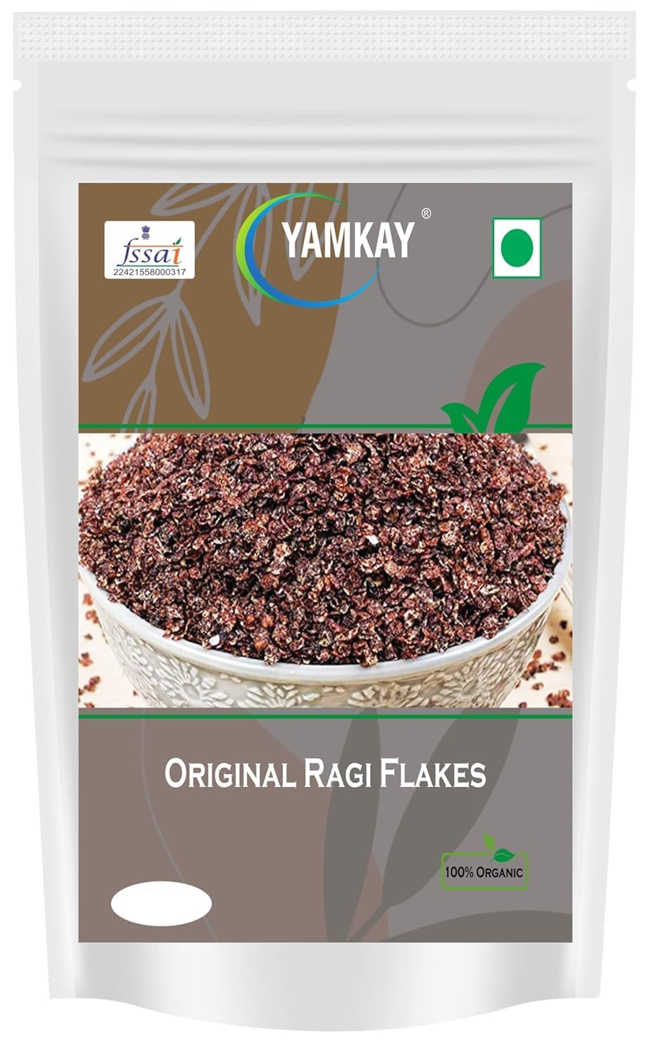 Yamkay Original Ragi Flakes -Sugar Free | Finger Millet | Healthy Breakfast Millet | Gluten-Free | High-Fibre Food (700 GM, Ragi Flakes)