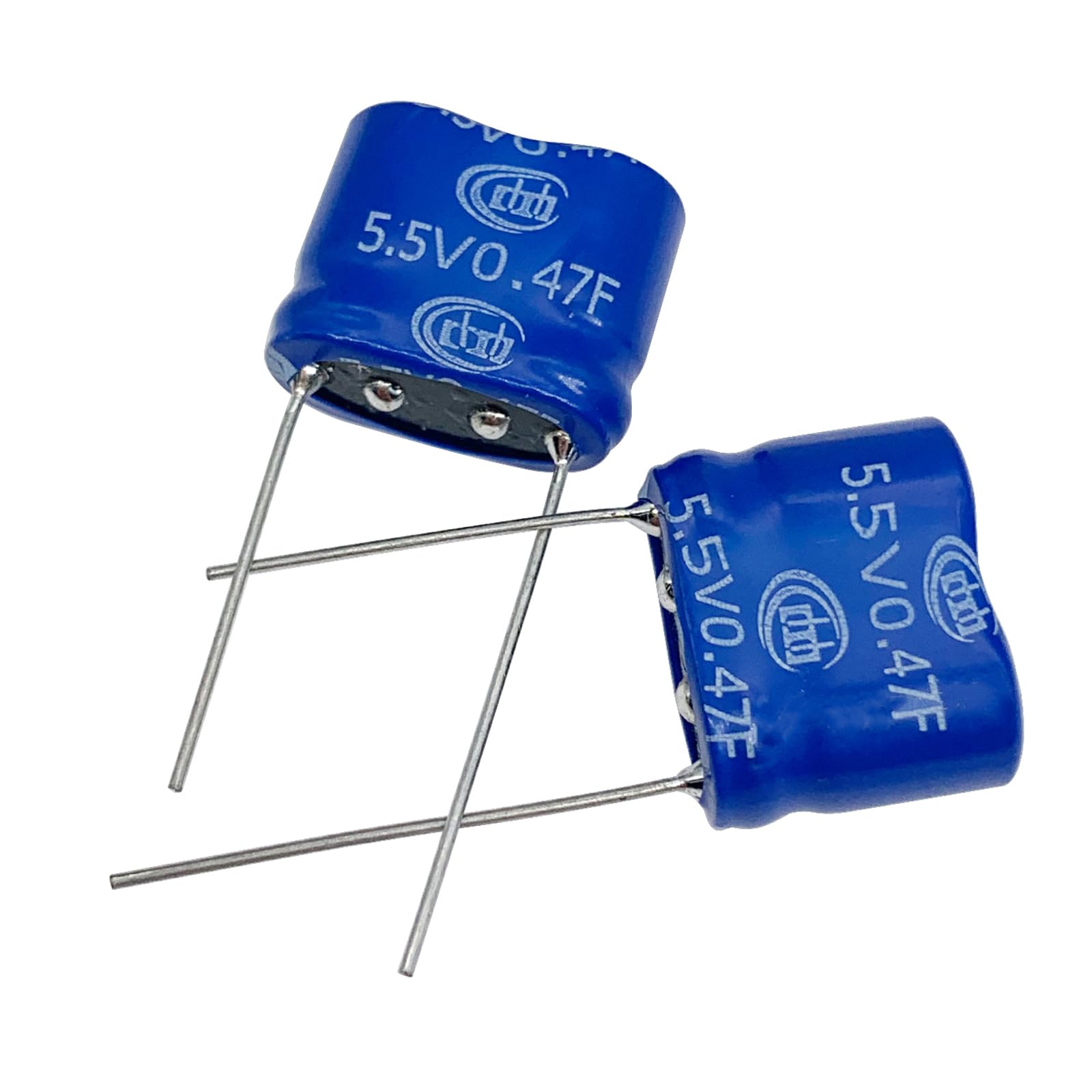 2 pcs 8.5X17X14mm(0.33x0.67x0.55in) Super Capacitor 5.5V 0.47F Super Farad Capacitance Winding Type Energy Storage for On Board Backup Energy Storage Combination Vehicle Recorder