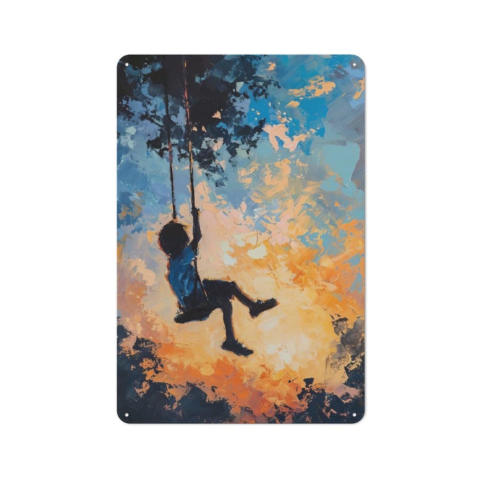 Junmoney Style-9 Workshop Style Garage Metal Sign 30X20cm Featuring Sunset Swing, Industrial Wall Art For Garage, Hobby Room, Office Or Man Cave