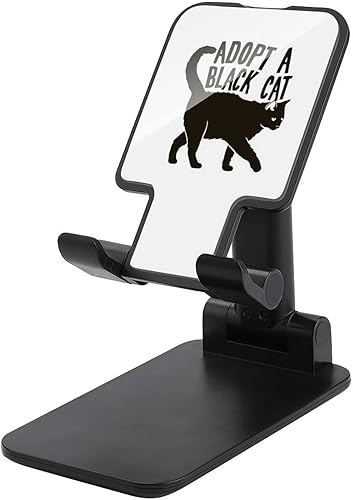 Soporte de teléfono celular de gato negro para escritorio, soporte plegable para teléfono, ángulo de altura, ajustable, soporte resistente estilo
