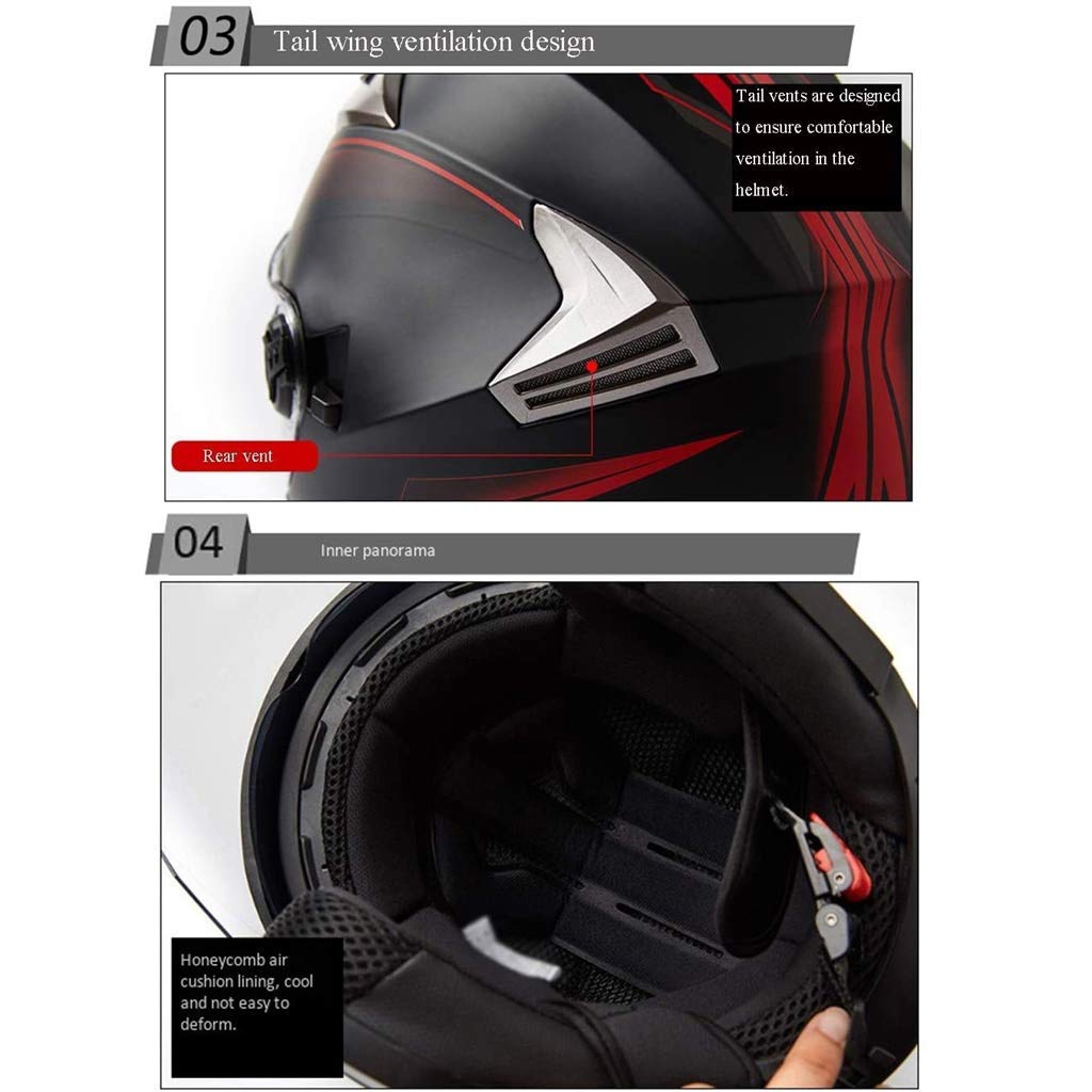BGMKE Kask motocyklowy 3/4, z certyfikatem DOT, kask retro z podwójną ochroną przed słońcem, kask typu Open Face Cruiser do rowerów Cruiser Choped, skutera, M-XL (55-61 cm)