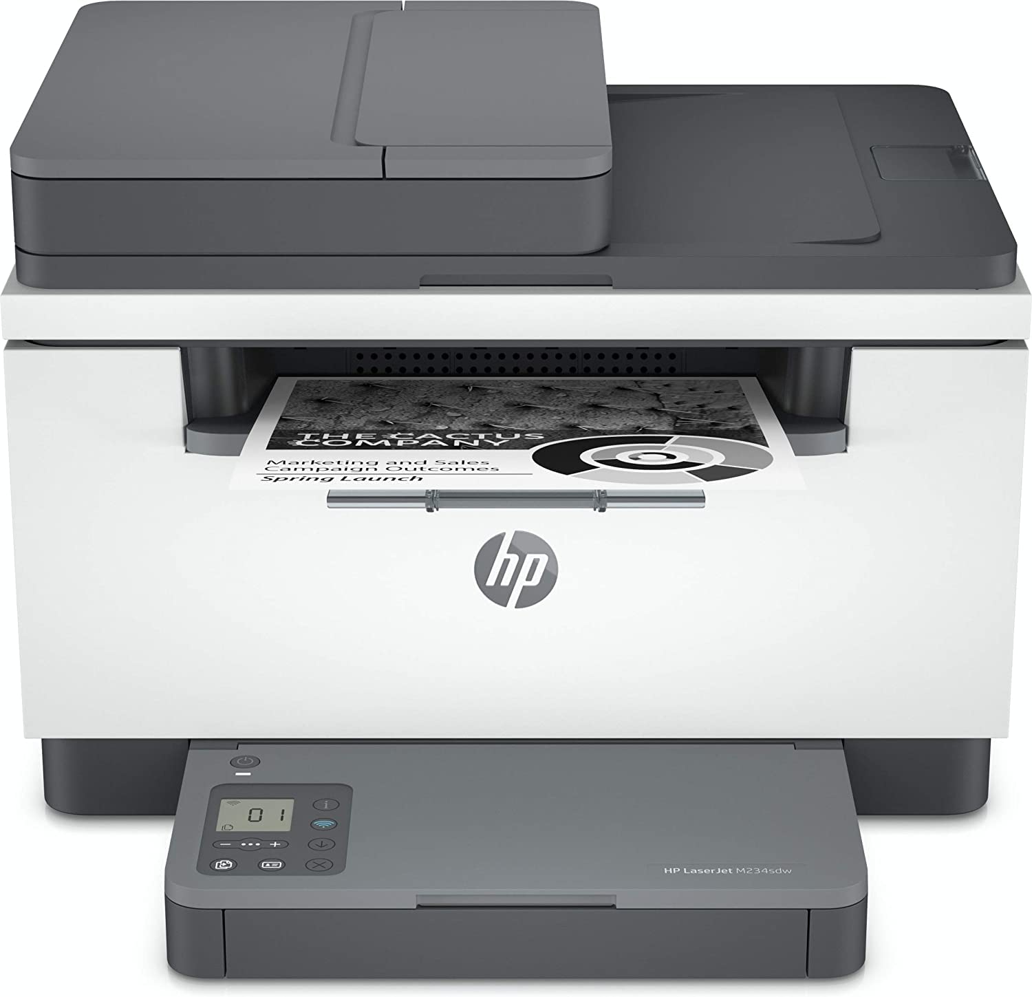HP LaserJet M234sdw 6GX01F, Impresora Multifunción A4, Impresión Dúplex Automática en Blanco y Negro, 29 ppm, WiFi, Ethernet, USB, ADF, Smart, Sin Fax, Pantalla LCD con Iconos, Gris