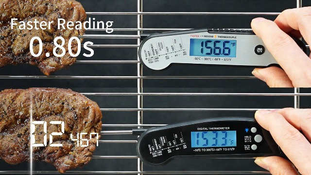Image of Atogou Professional Meat Thermometer Digital, Silver | <1 Sec Instant Read & ±0.5℉ Accuracy, IP67 Waterproof, Thermocouple Sensor Probe, for Kithchen, BBQ, Grill for Men Him Dad