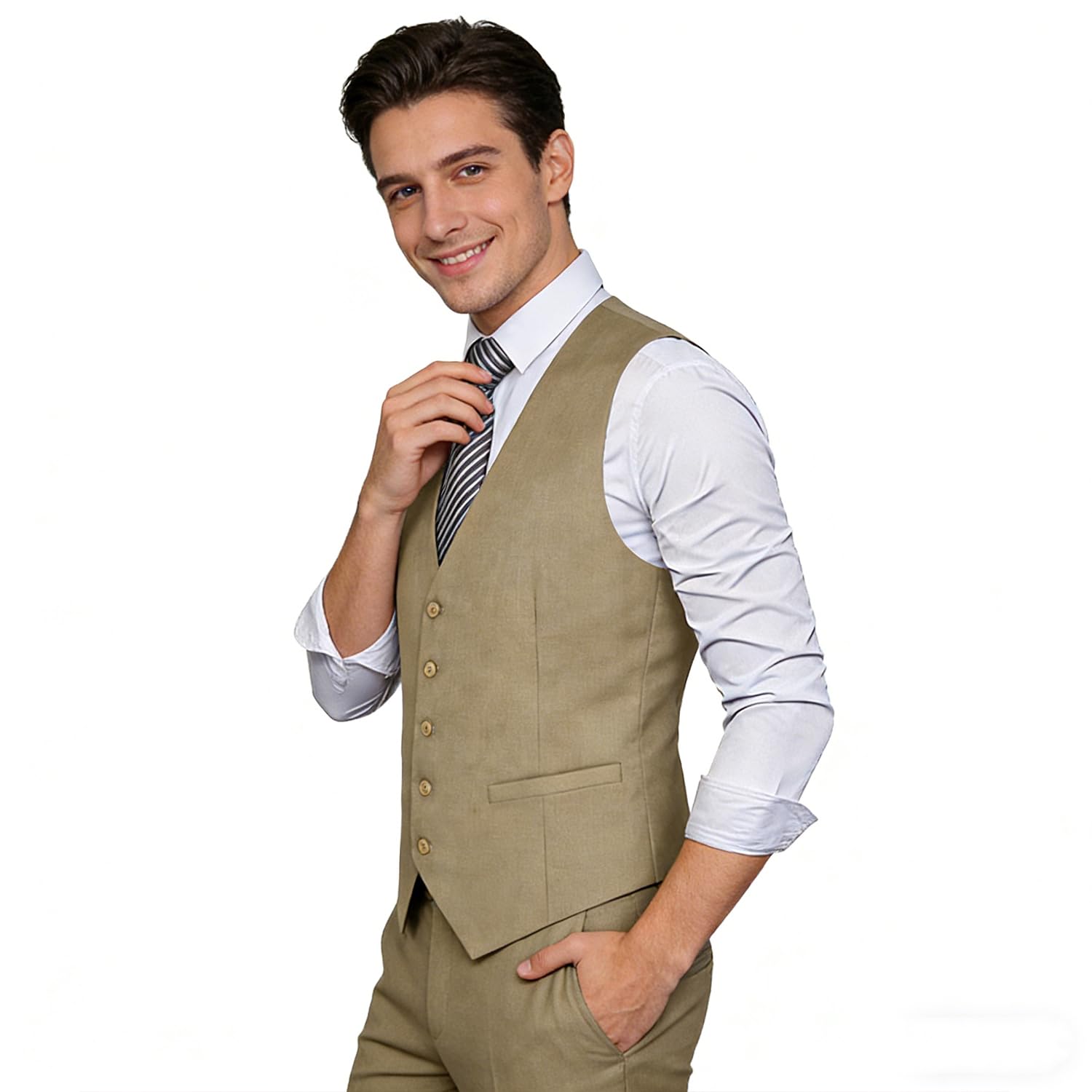 Alizeal Gilet de costume pour hommes de couleur classique, coupe normale