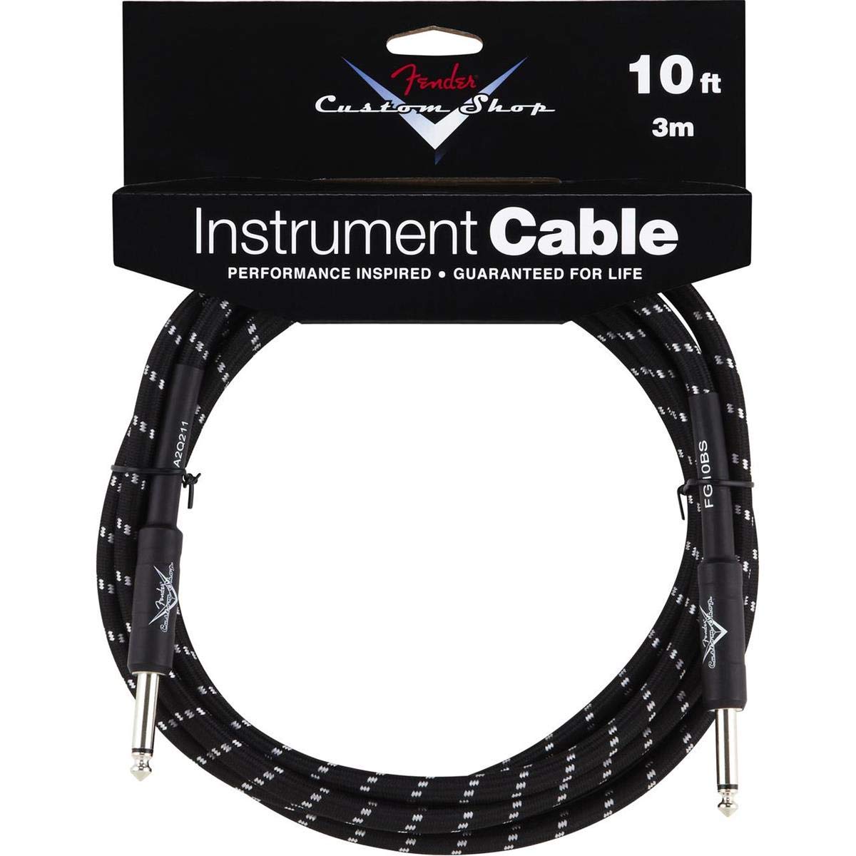 FenderCustom Shop Performance Series Cable (Straight-Straight Angle) for electric guitar, bass guitar, electric mandolin, pro audio
