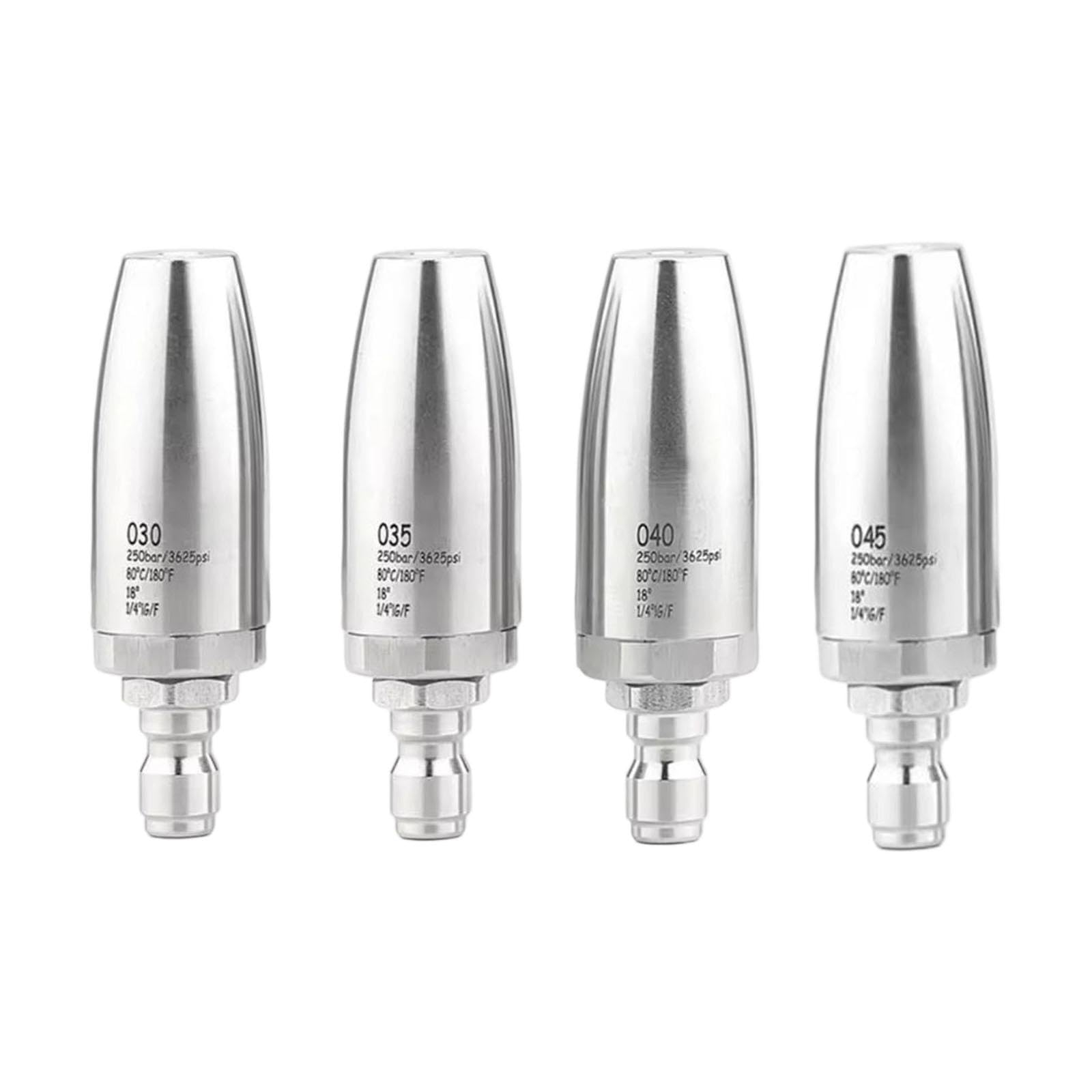 4 Stück Druckreiniger Düse Edelstahl Schnellkupplung Rotationsaufsatz Keramikeinsatz für Autopflege Hausreinigung Garteneinsatz 8.1cmx1.5cmx1.5cm