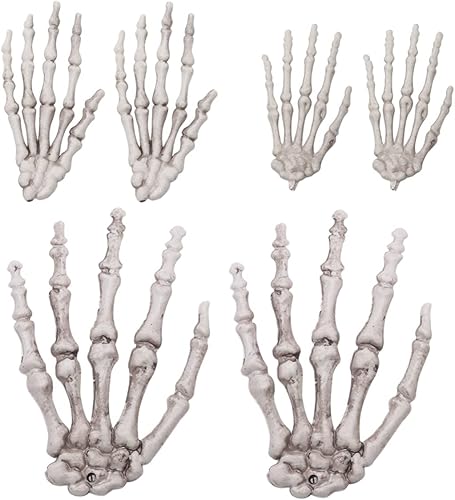 Milisten 3 pares de manos de esqueleto de Halloween, manos de esqueleto de plástico realistas, huesos de mano humanos, manos de esqueleto cortadas