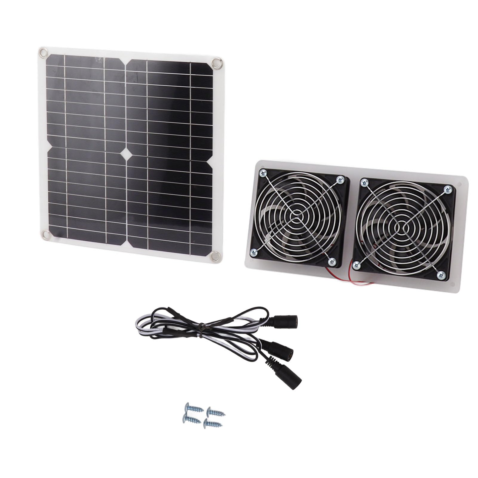 Solarpanel-Ventilator-Set, 15 W, Doppelventilator, Wetterfest, mit 130 Cm Verlängerungskabel für Kleines Hühnerstall-Gewächshaus Im Freien