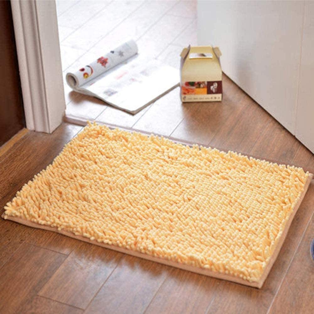 Tapis de bain lavable chenille shaggy tapis de bain sans glissement bleu 120x40cm