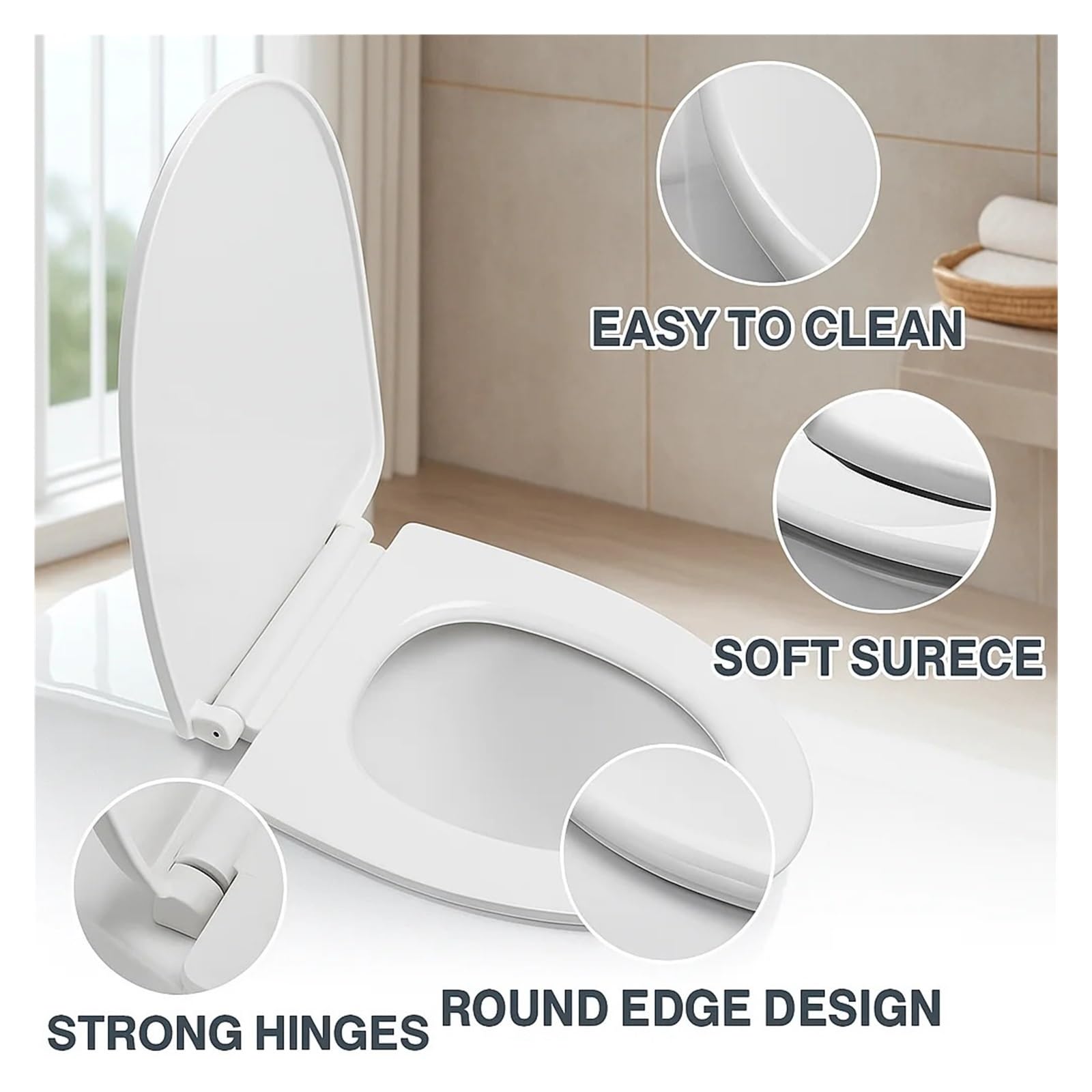 Sedile WC A Chiusura Lenta Facile Da Installare, Universale, Adatto Ai Standard Robusto E Confortevole