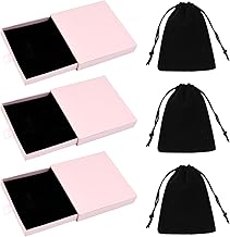 3 PCS Pink Jewellery Boxes with Lids - Velvet Jewelry Gift Box for Bracelets, Bangles and Presents