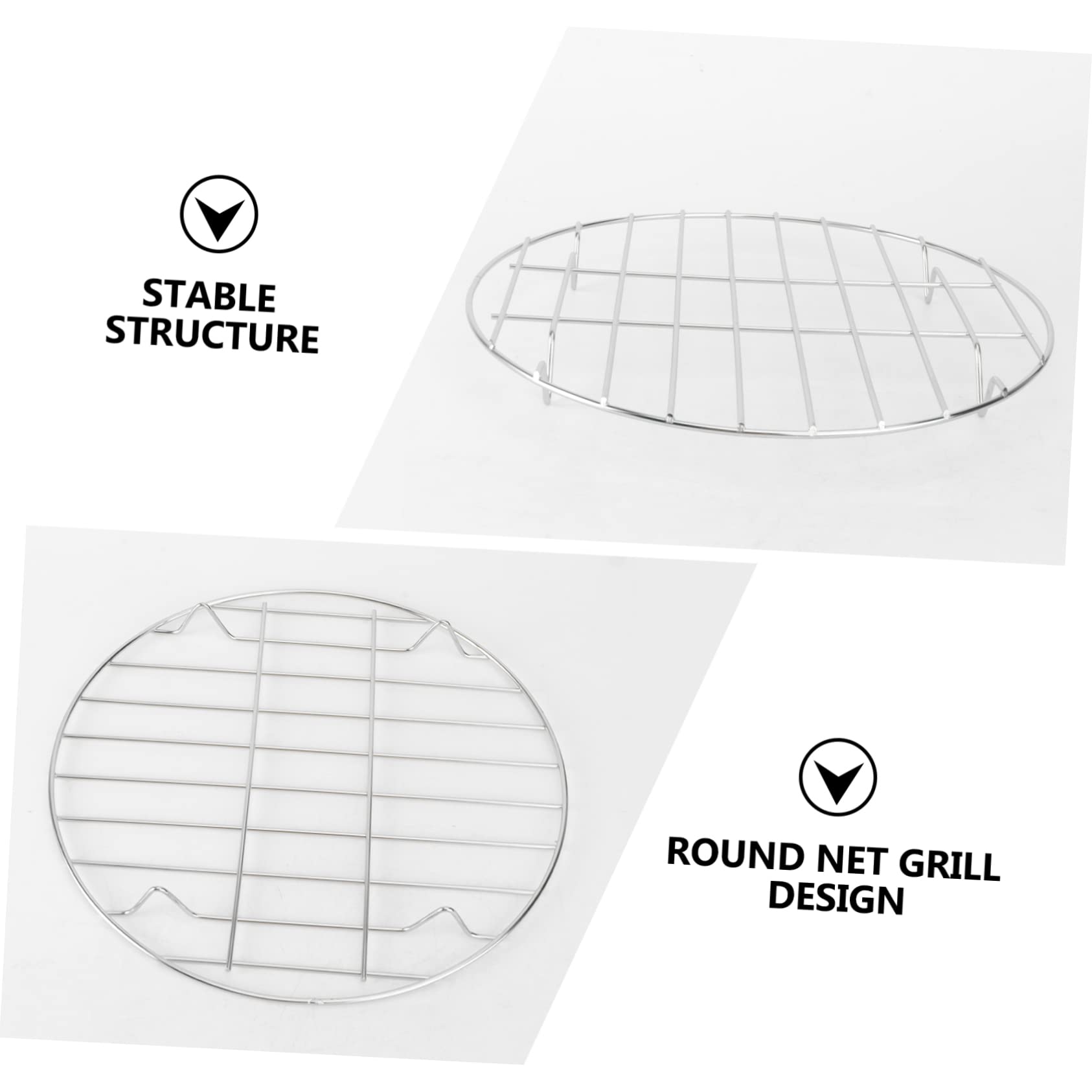 Cabilock Edelstahl Grillrost Rund 22 Cm – Tragbar Für Fleisch, Fisch, Gemüse & Pizza