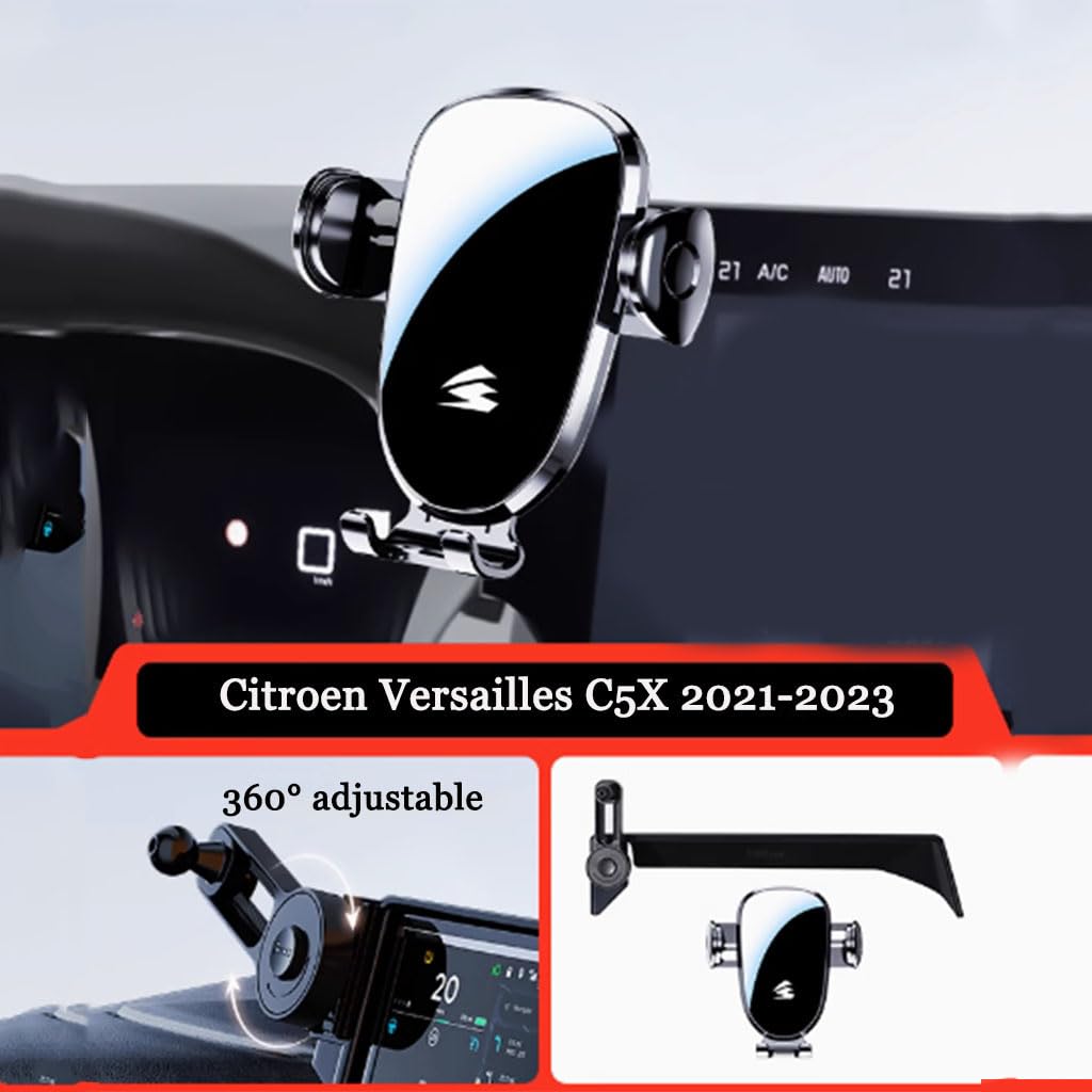 Supporto Telefono Auto per Citroen Versailles C5X 2021-2023, Porta Cellulare Auto Cruscotto Bocchette 360° Rotazione Accessori Auto